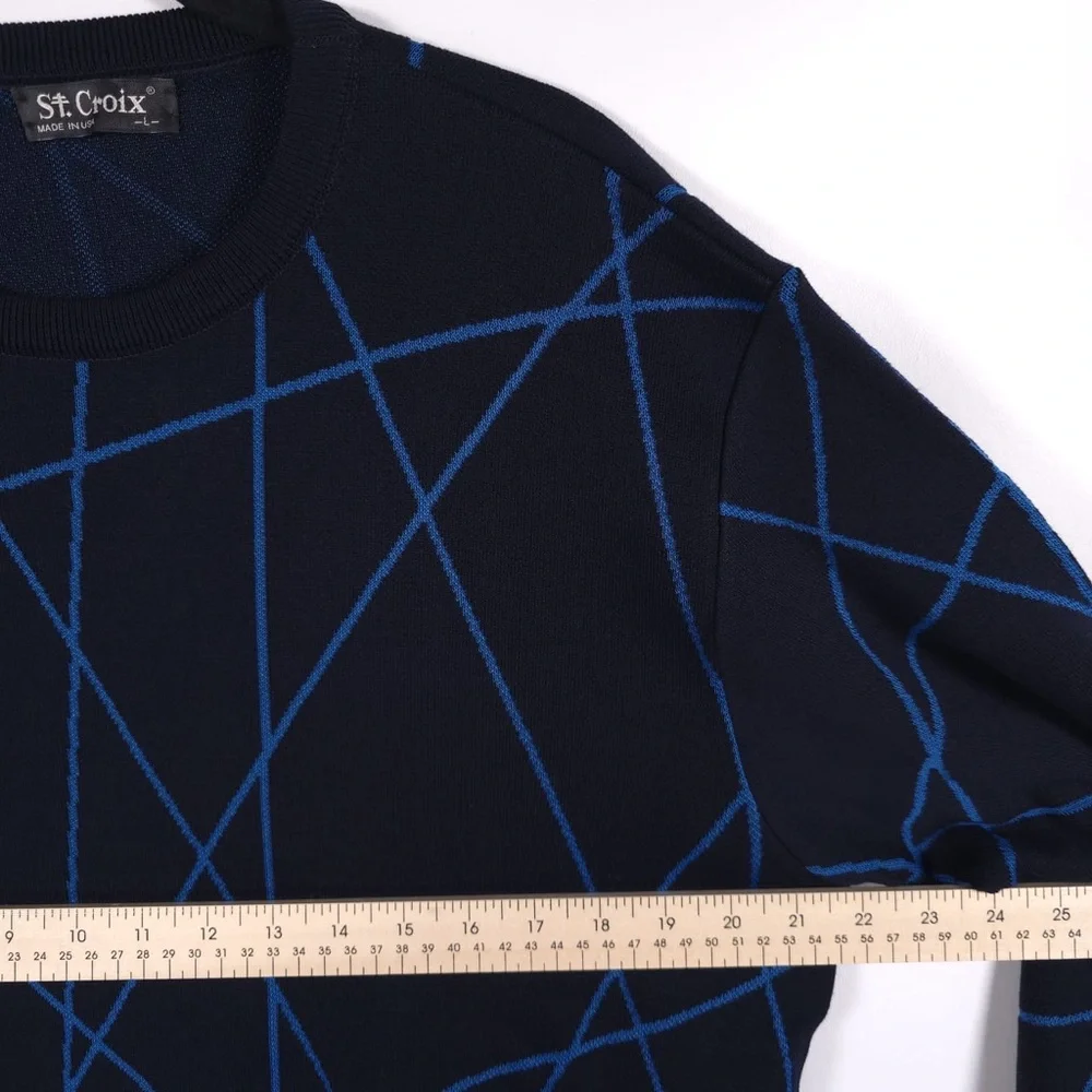 ST. CROIX Luxury ABSTRACT CrewNk Jacq Knit Pullover Sweater‎ Craftsmanship LARGE